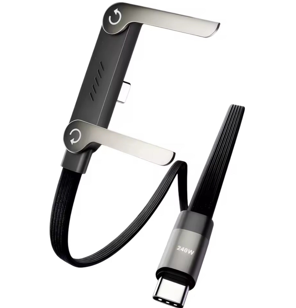 2-in-1 Type-C Charging Cable with Built-In Stand